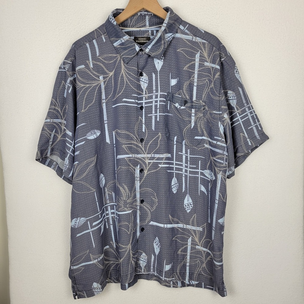Quiksilver Waterman Button Up Shirt Mens XXL‎ Tropical Hawaiin Surf